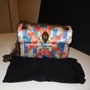 Kurt Geiger Mini Kensington Blue/Pink Fabric W/Crystal Embellished Crossbody NWT